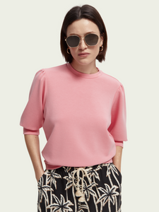 Watermelon pink wide sleeved crew neck sweat