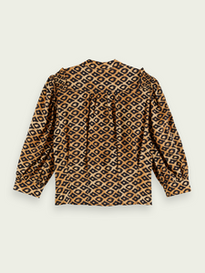 Printed shoulder detailed top