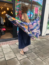 Load image into Gallery viewer, Navy Floral Embroidered Scarf