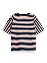 Load image into Gallery viewer, Navy &amp; pink Stripe Knitted tee