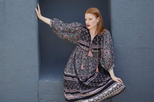 Farah midi dress in Pushkar Rose