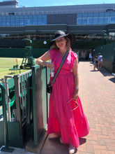 Load image into Gallery viewer, V-neck open back maxi dress- hot pink