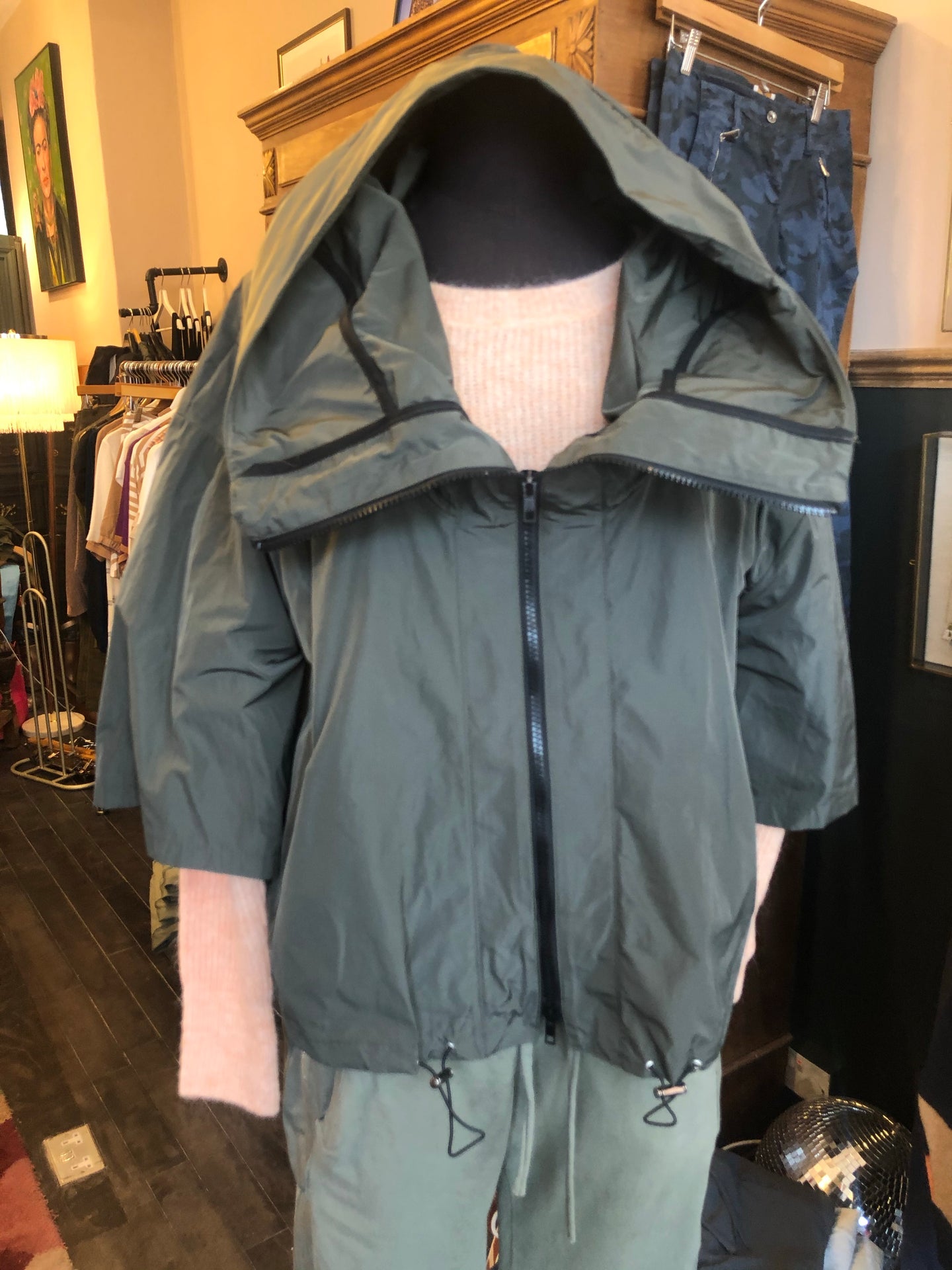 Hood & Zip Rain Jacket - Khaki
