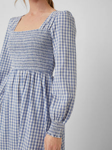 Classic Gingham Square-neck Dress - Riviera Blue