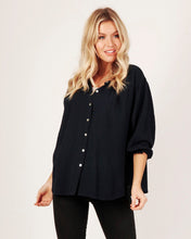 Load image into Gallery viewer, Vesti - Navy Peasant blouse with Broderick Anglais