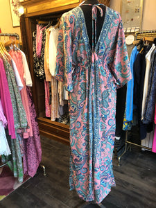 Indian Silk Kaftan Dresses - Pink paisley