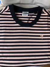 Load image into Gallery viewer, Navy &amp; pink Stripe Knitted tee