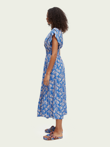 Sleeveless wrap dress - palm trees