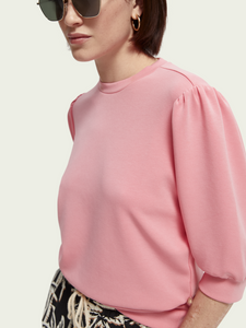 Watermelon pink wide sleeved crew neck sweat