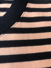 Load image into Gallery viewer, Navy &amp; pink Stripe Knitted tee