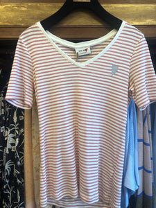 Kenia Glam Stripe V-neck - Sugar Coral