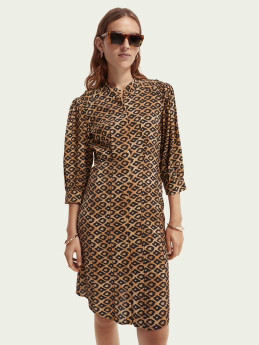 Printed button-through dress